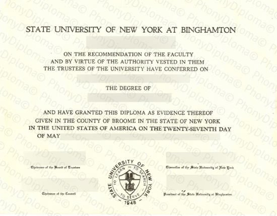 Usa State University Of New York At Binghamton Free Sample From Phonydiploma · United States