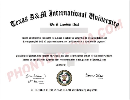 Usa Texas A&M International Free Sample From Phonydiploma · United States