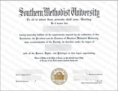 Usa Texas Southern Methodist University Free Sample From Phonydiploma · United States