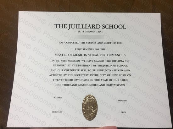 Usa The Julliard School Photo Free Sample From Phonydiploma · United States