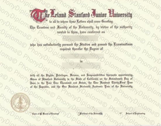 Usa The Lealand Stanford Junior University Free Sample From Phonydiploma · United States