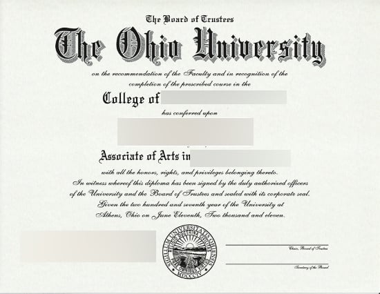 Usa The Ohio University Diploma Free Sample From Phonydiploma · United States