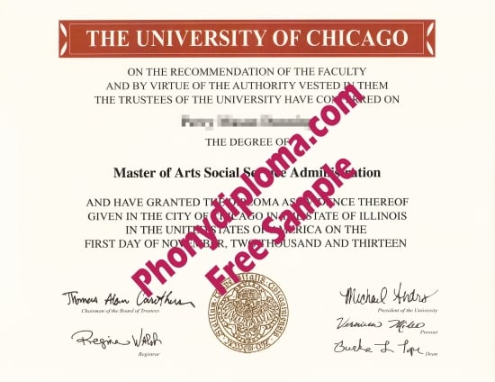 Usa The University Of Chicago Free Sample From Phonydiploma · United States