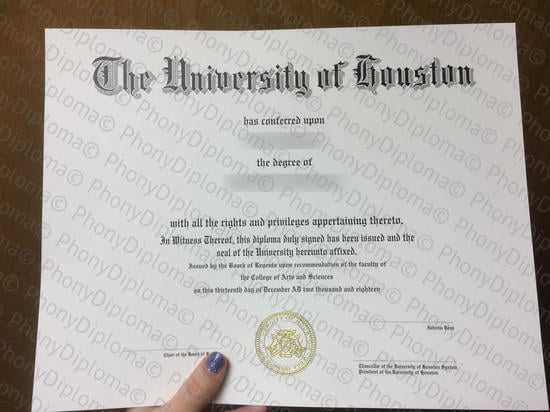 Usa The University Of Houston Free Sample From Phonydiploma · United States