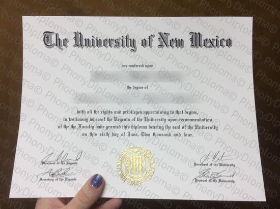 Usa The University Of New Mexico Free Sample From Phonydiploma · United States