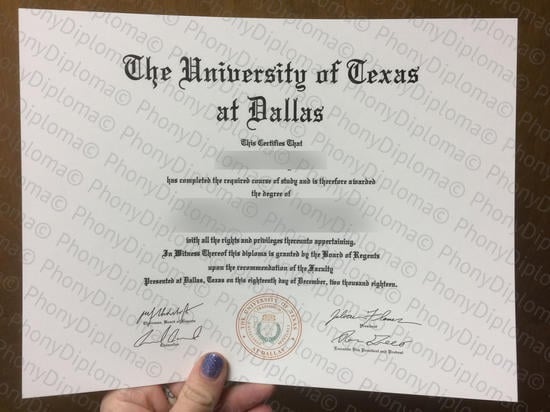 Usa The University Of Texas At Dallas Free Sample From Phonydiploma · United States