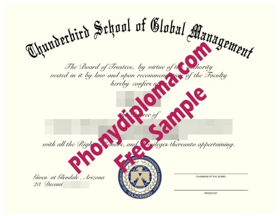 Usa Thunderbird School Of Global Studies Free Sample From Phonydiploma · United States