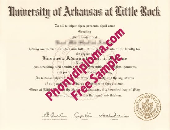 Usa University Of Arkansas At Little Rock Free Sample From Phonydiploma · United States