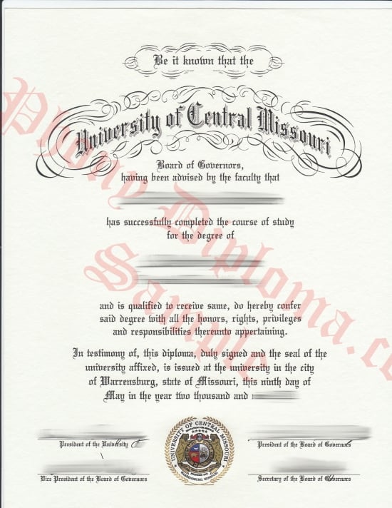 Usa University Of Central Missouri Free Sample From Phonydiploma · United States