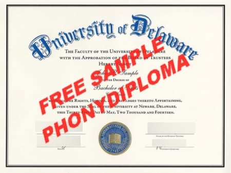 Usa University Of Delaware Free Sample From Phonydiploma · United States