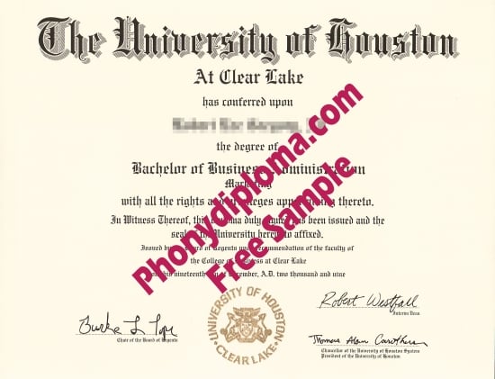 Usa University Of Houston Clear Lake Free Sample From Phonydiploma · United States