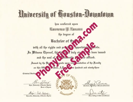 Usa University Of Houston Downtown Free Sample From Phonydiploma · United States
