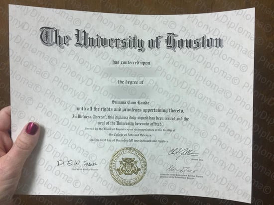 Usa University Of Houston Free Sample From Phonydiploma · United States