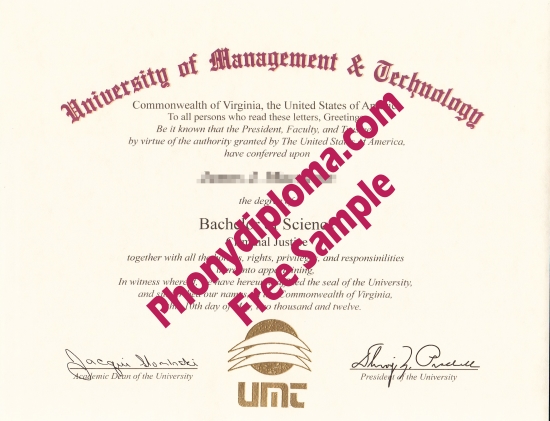 Usa University Of Management & Technology Free Sample From Phonydiploma · United States