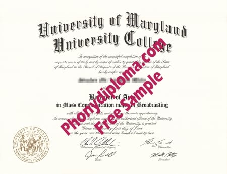Usa University Of Maryland University College Free Sample From Phonydiploma · United States