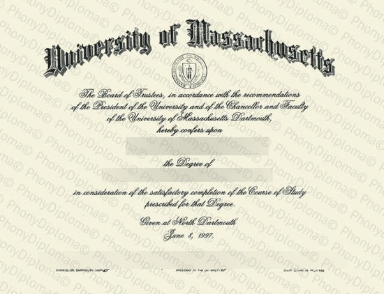 Usa University Of Massachusetts Darthmouth Free Sample From Phonydiploma · United States