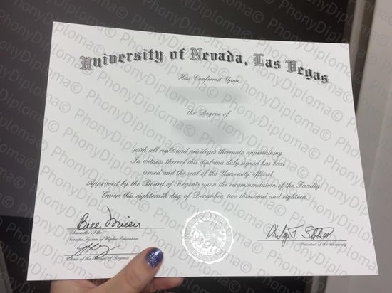 Usa University Of Nevada Las Vegas Free Sample From Phonydiploma · United States