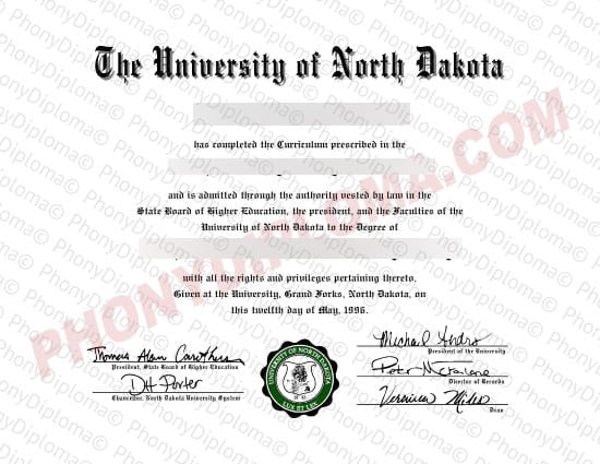 Usa University Of North Dakota Free Sample From Phonydiploma · United States