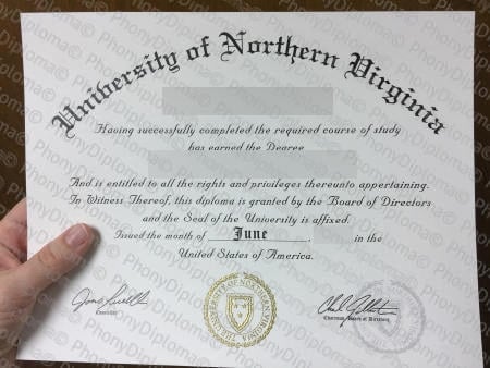 Usa University Of Northern Virginia Free Fake Diploma Sample · United States