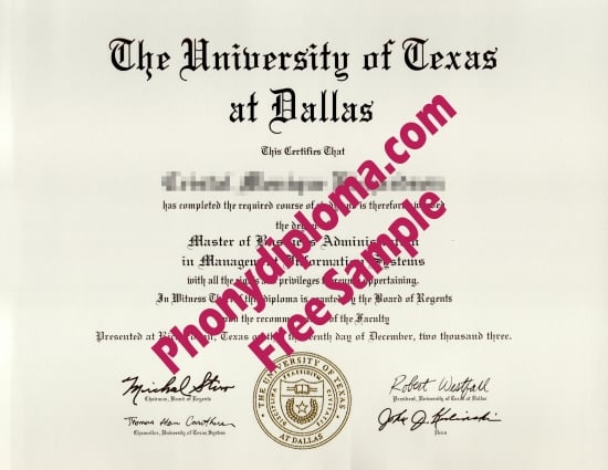 Usa University Of Texas At Dallas Free Sample From Phonydiploma · United States