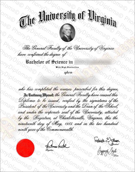 Usa University Of Virginia Free Sample From Phonydiploma (1) · United States