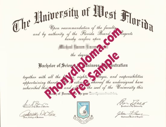 Usa University Of West Florida Free Sample From Phonydiploma · United States