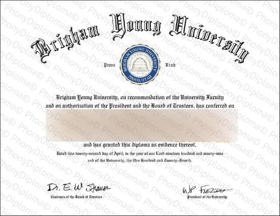 Usa Utah Brigham Young University Free Sample From Phonydiploma · United States