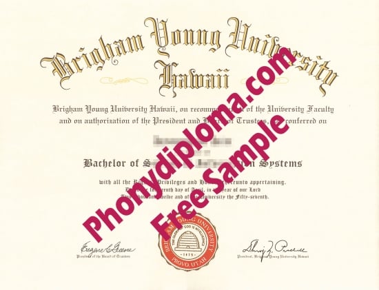 Usa Utah Brigham Young University Hawaii Free Sample From Phonydiploma · United States