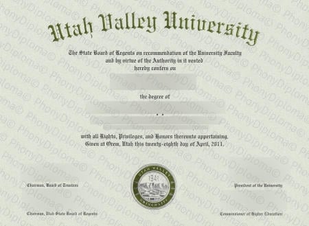 Usa Utah Valley University Free Sample From Phonydiploma · United States