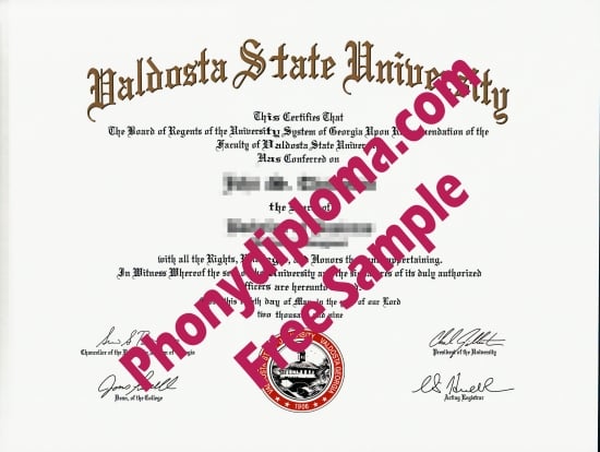 Usa Valdosta State University Free Sample From Phonydiploma · United States