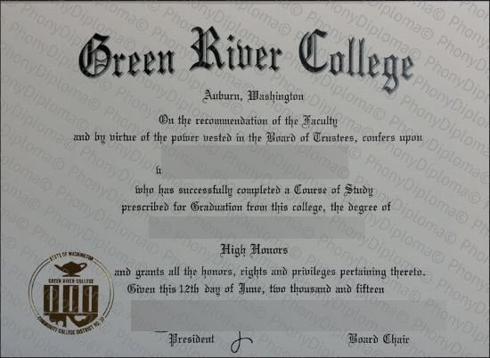 Usa Washington Green River College Free Sample From Phonydiploma · United States