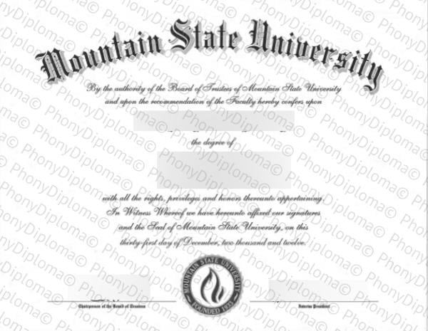 Usa West Virginia Mountain State University Free Sample From Phonydiploma · United States
