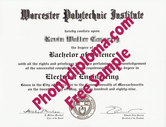 Usa Worcester Polytechnic Institute Free Sample From Phonydiploma · United States
