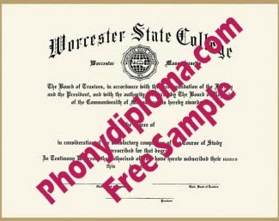 Usa Worcester State College Free Sample From Phonydiploma · United States