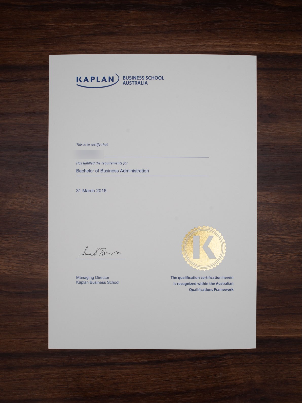 Kaplan Business School sample