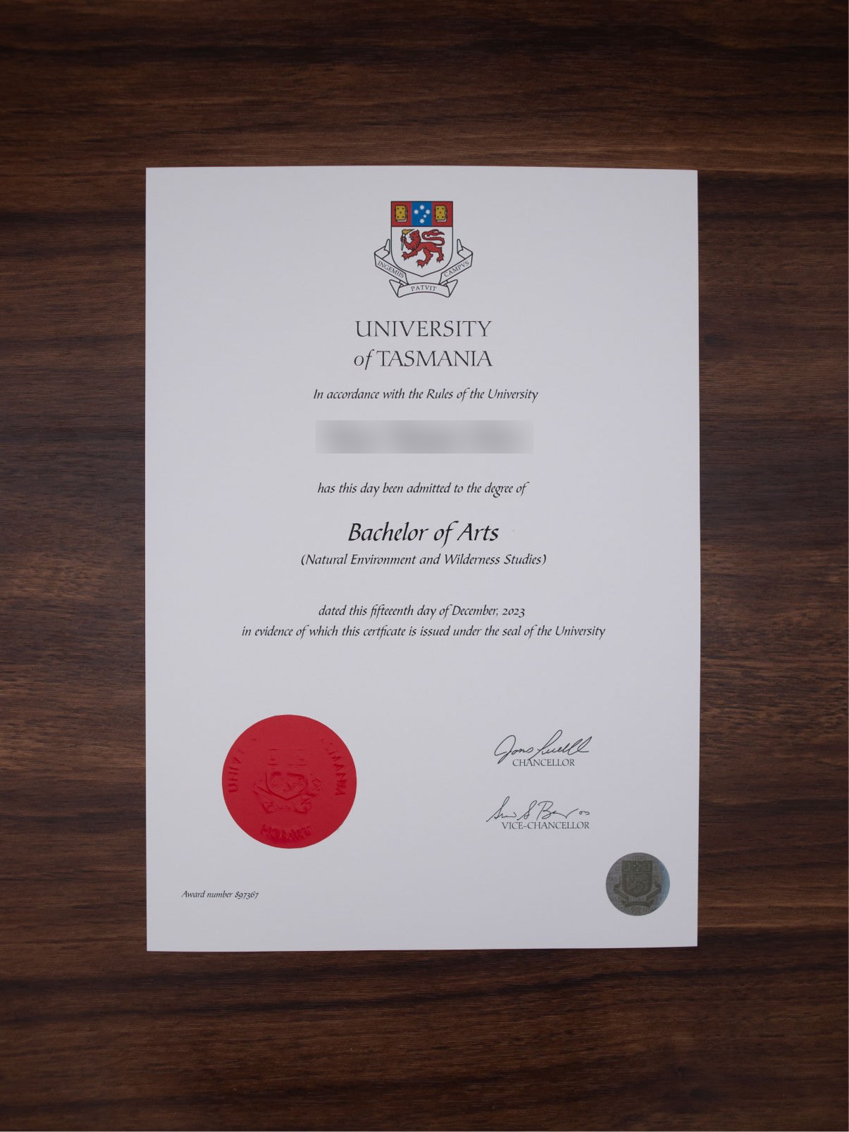 University of Tasmania sample