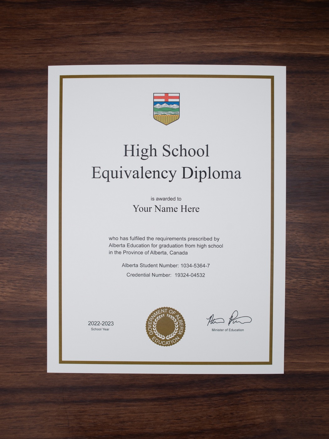 Canada CAEC diploma sample