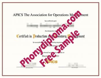 APICS certificate sample