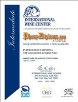 International Wine Center certificate sample