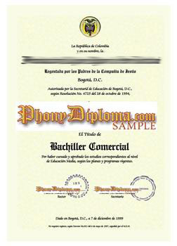 Colombia precise match diploma and transcript set sample