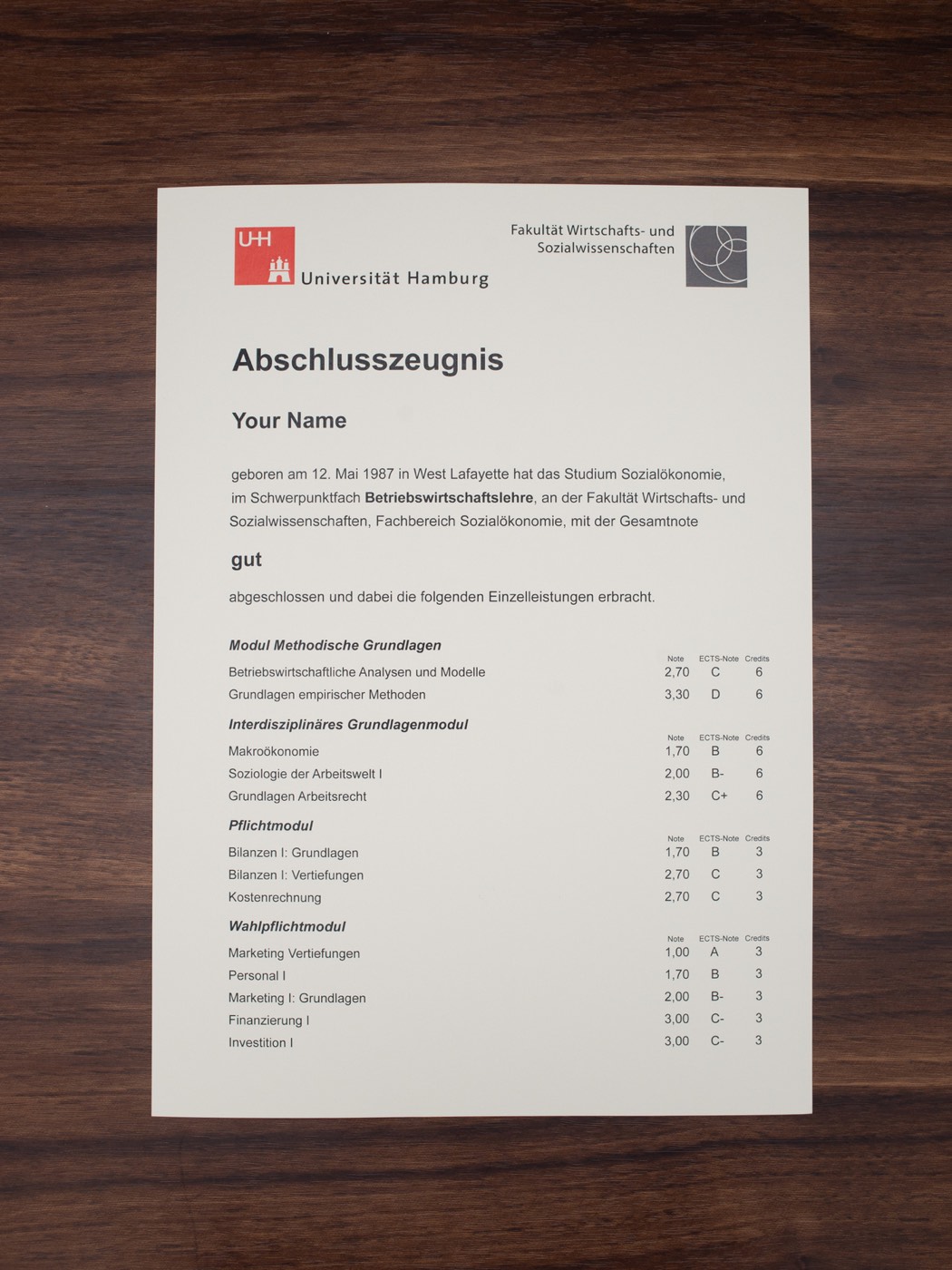 Universität Hamburg match transcript sample
