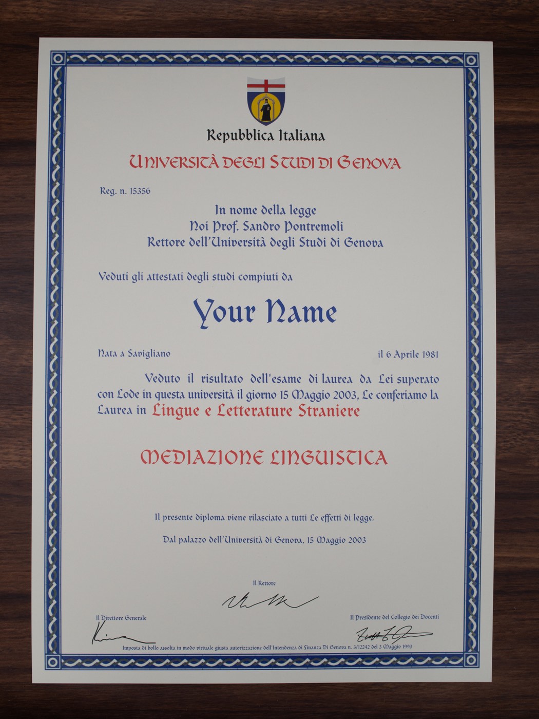 University of Genoa sample