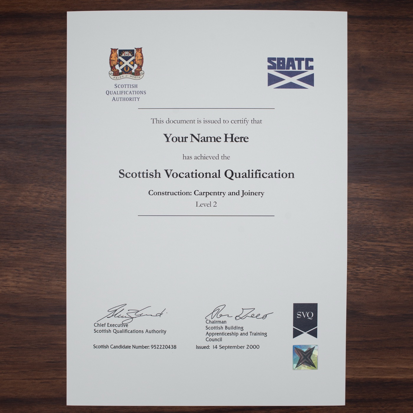 Scottish Vocational Qualification sample