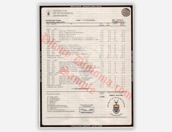 University of the Witwatersrand transcript sample
