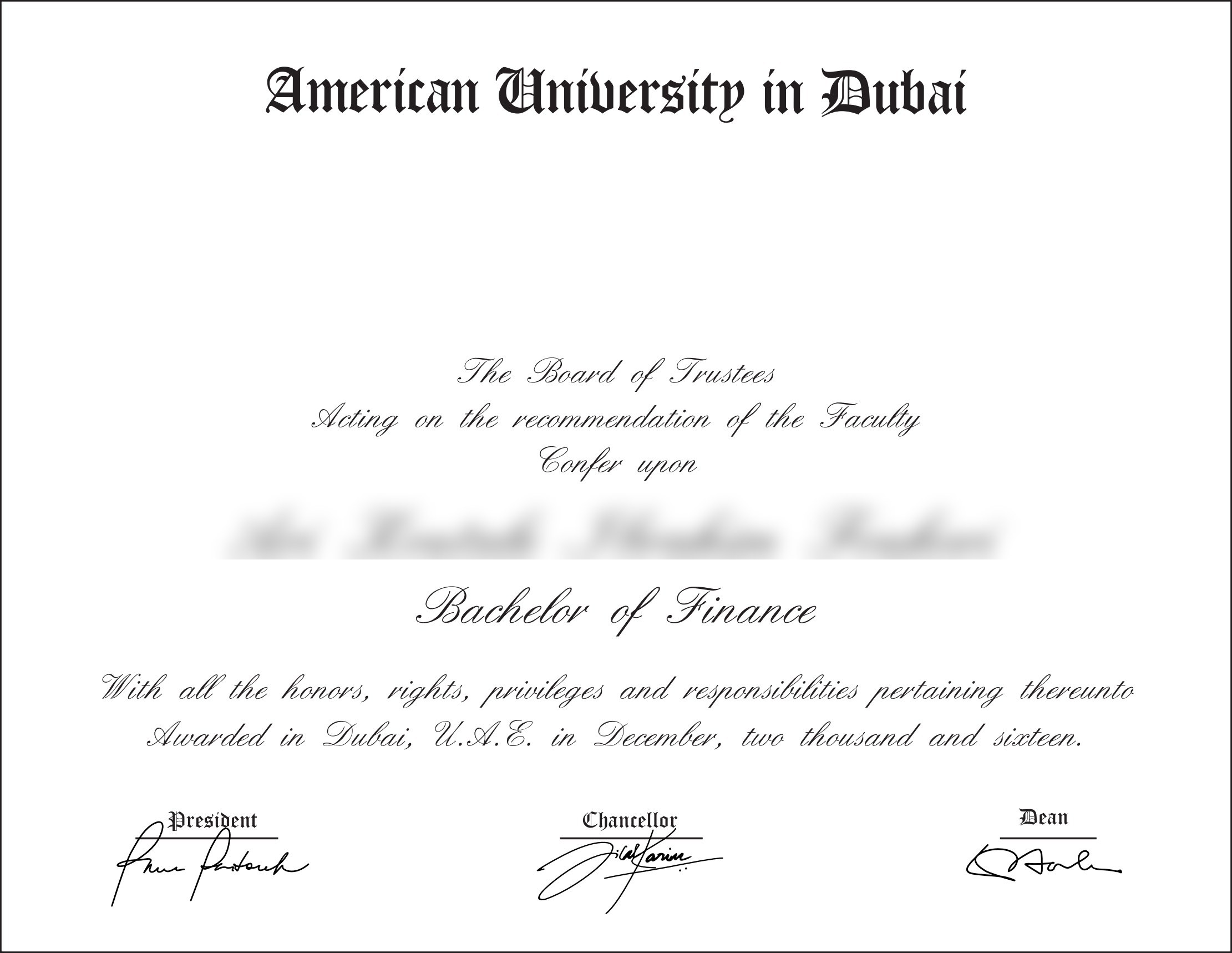 American University in Dubai — alternate sample