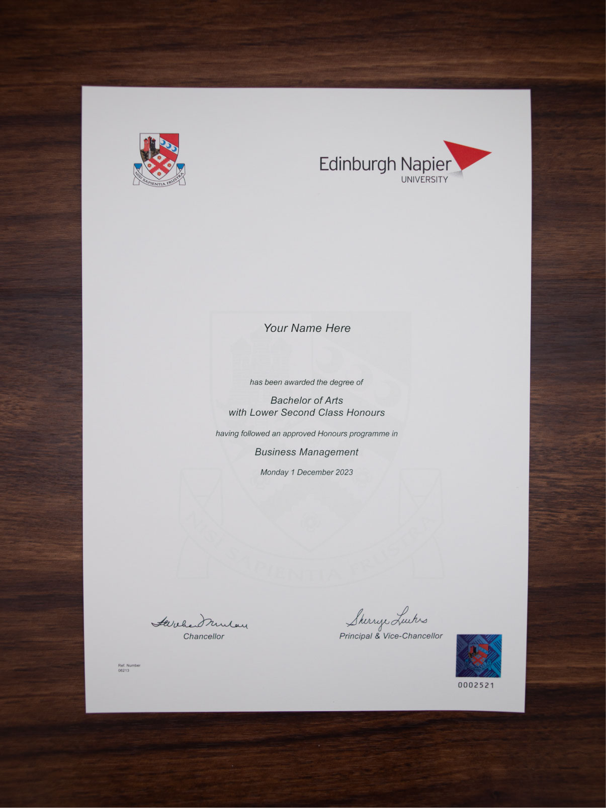 Edinburgh Napier University sample
