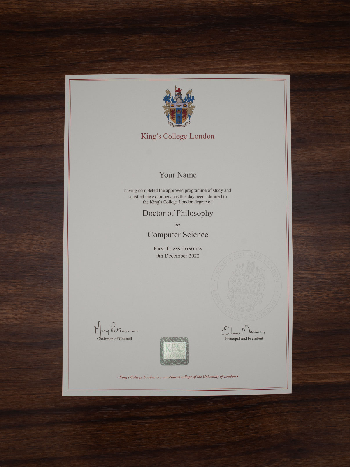 King's College London sample