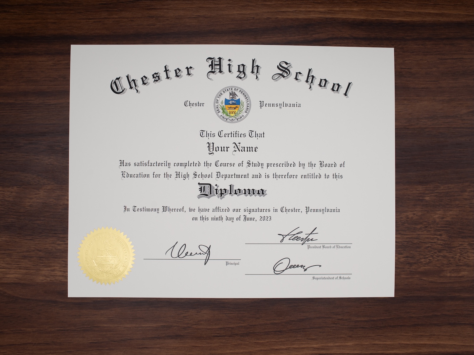 High school diploma sample 2