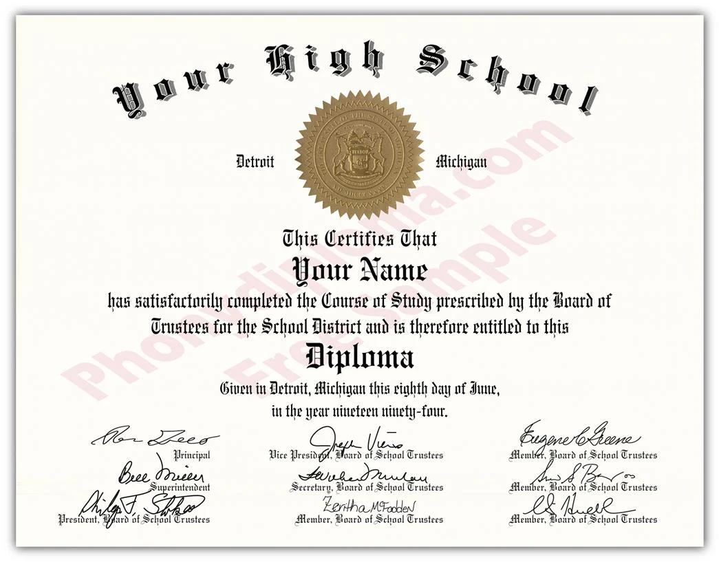 USA high school diploma general design style 1 sample