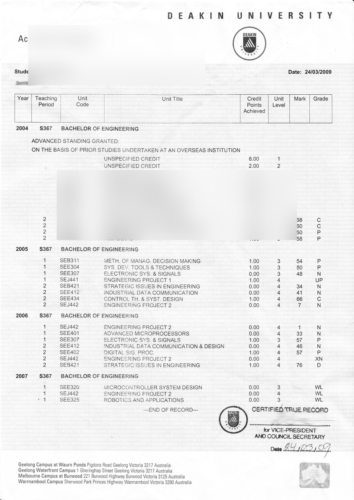 Deakin Transcripts front · Australia